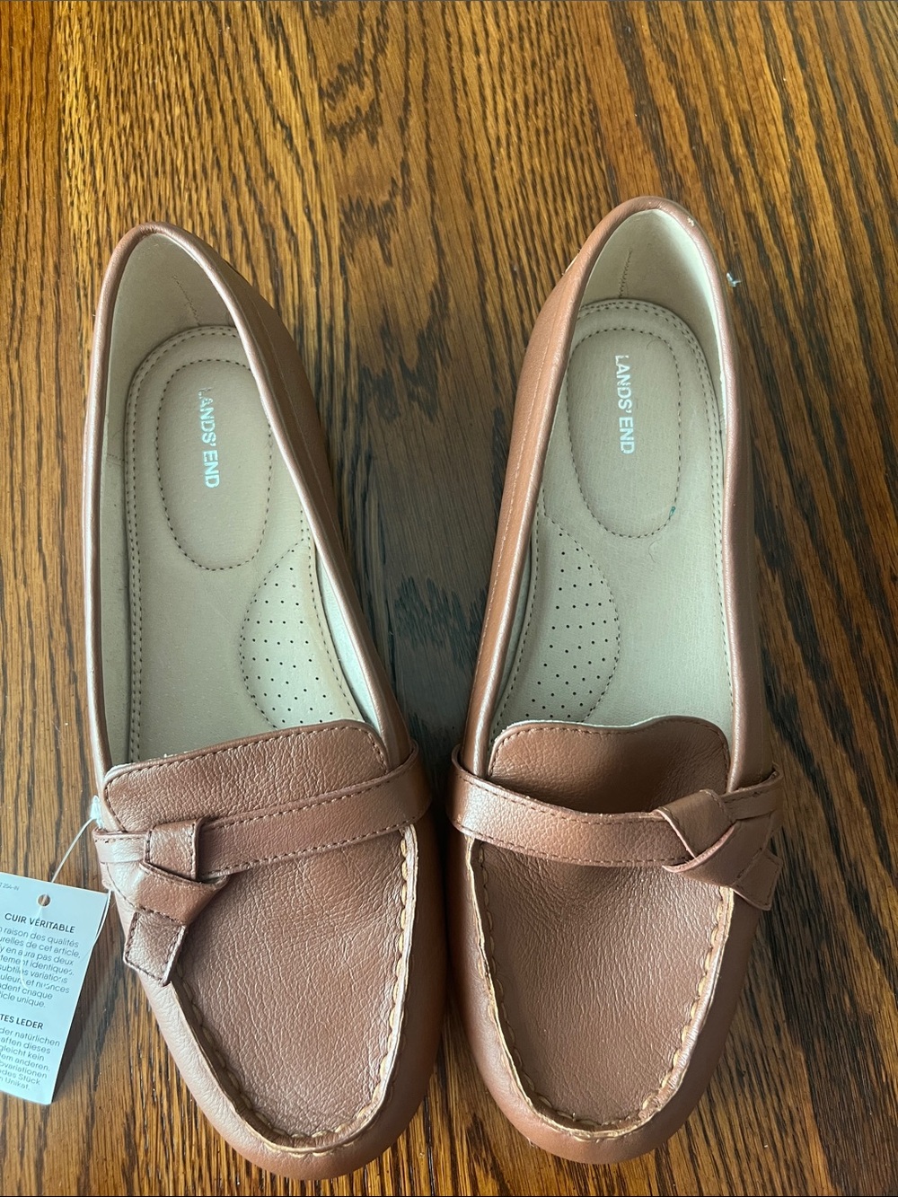 Lands' End Women's Tan Leather Penny Loafers
